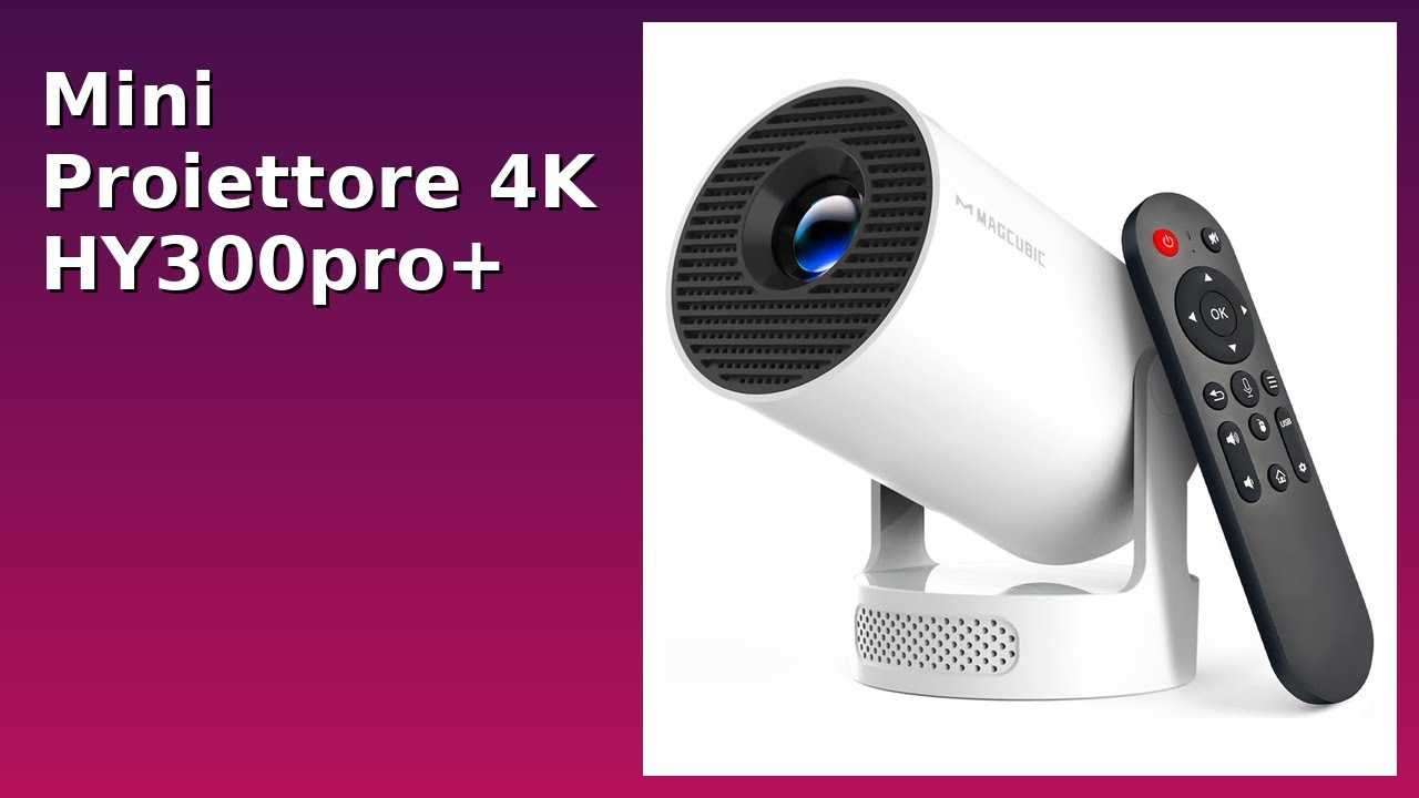 Mini Proiettore Portatile HY300Pro 4K 1080P Con Android 11, WiFi 6, BT 5.4, Correzione Trapezoidale Automatica E Rotazione 180°