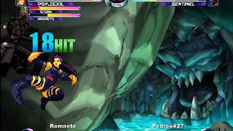 MvC2: Psylocke Traps Sentinel in Corner with Infinites [Romneto] .:8.7.21:.