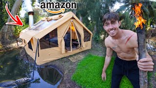Surviving in WORLDS LARGEST inflatable tent on Amazon..
