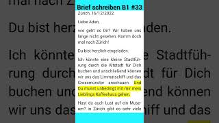 Brief schreiben Deutsch B1 #33 |Einladung zum Stadtführung 