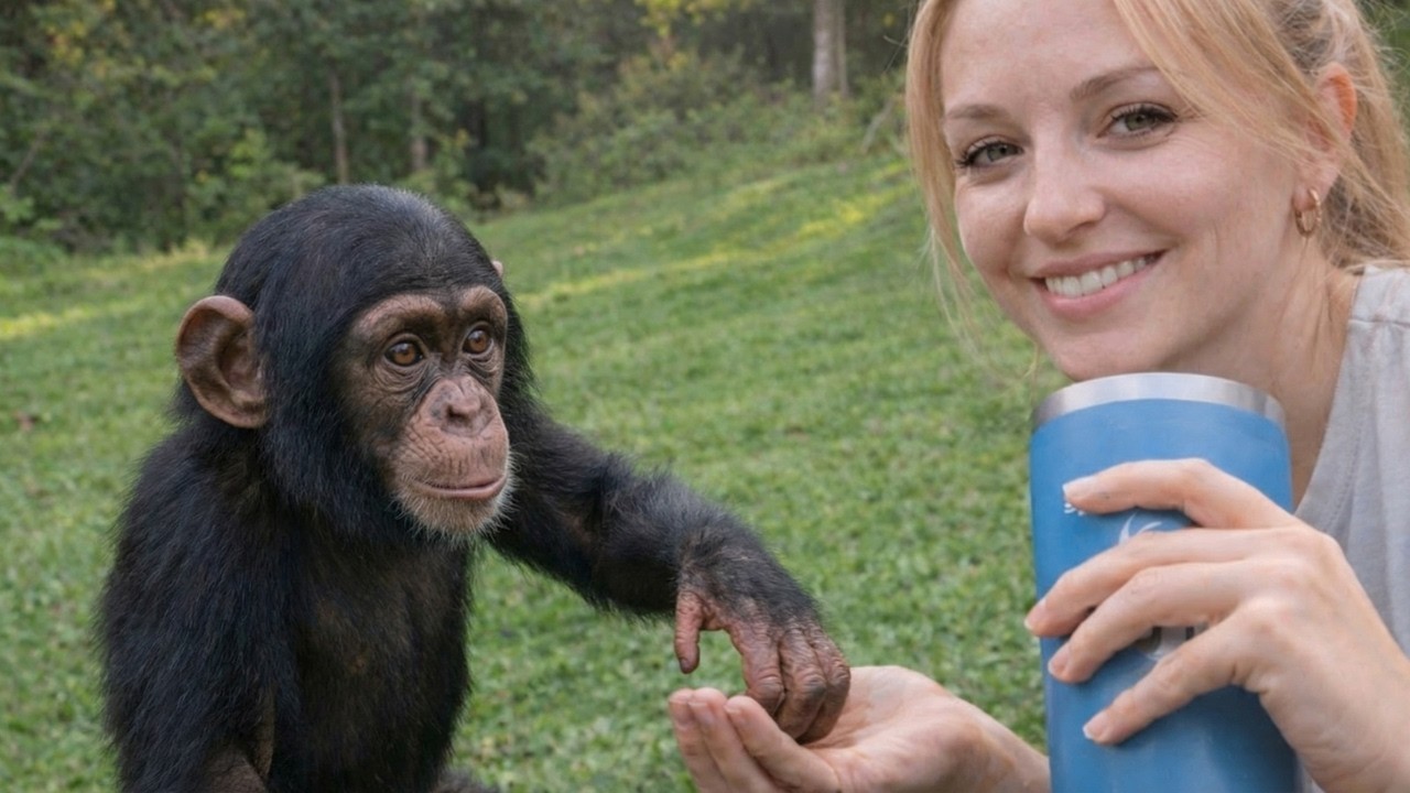 Women Finds A Orphan Chimp In Back Yard And Keeps Her !