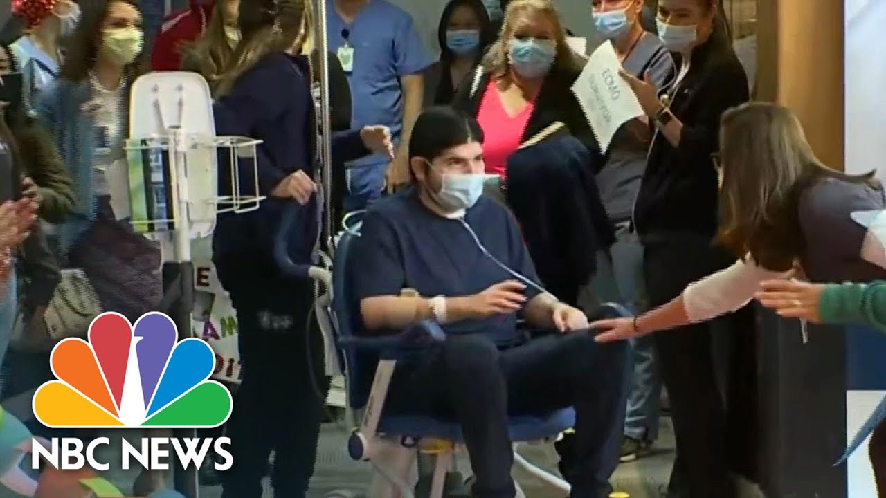 Staff Cheers As Patient Is Discharged After Battling Covid On Life Support For Six Months | NBC News