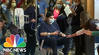 Staff Cheers As Patient Is Discharged After Battling Covid On Life Support For Six Months | NBC News