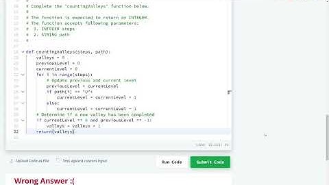 HackerRank Counting Valleys