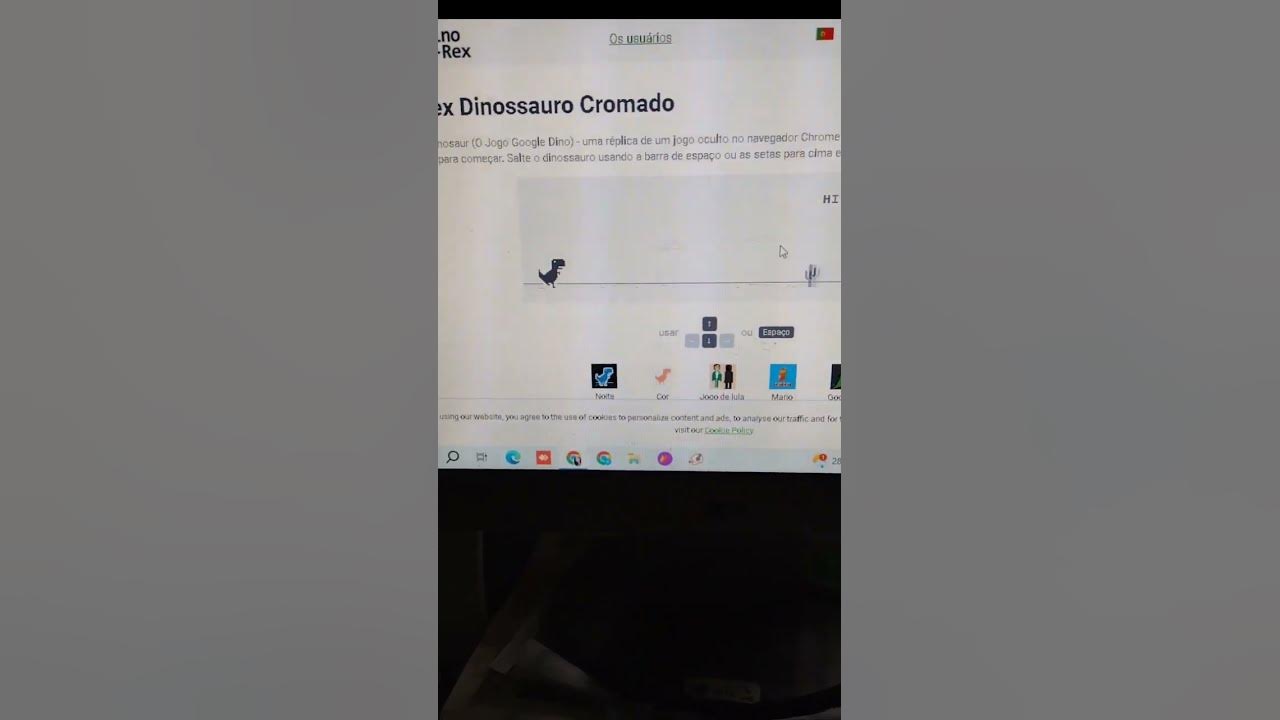 Jogando o jogo do dino no computador 🖥️ 