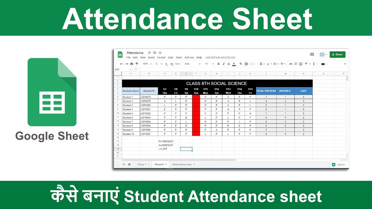 google-sheet-attendance-sheet-2023-create-attendance-sheet-into-google-sheets-youtube