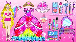 [paper Diy] Rapunzel Fox Costumes Rainbow Dress Up and Make Up | Rapunzel Compilation 놀이 종이