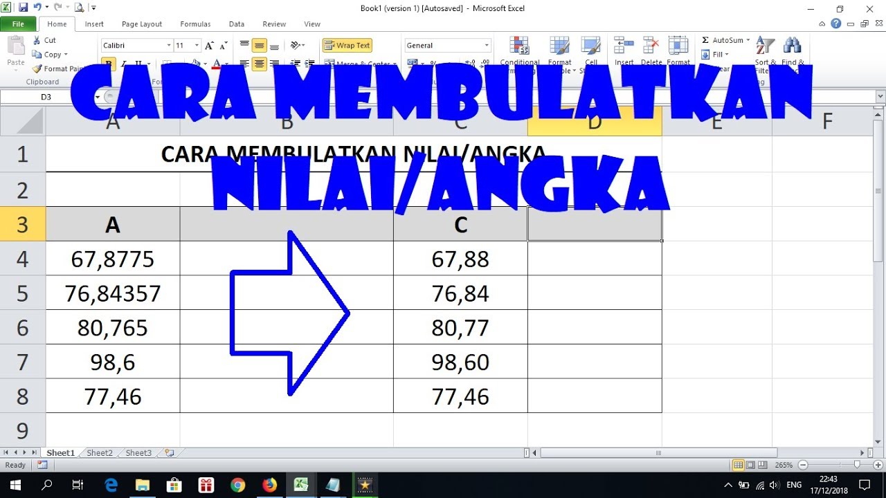 Cara Membulatkan Nilai atau Angka di Excel