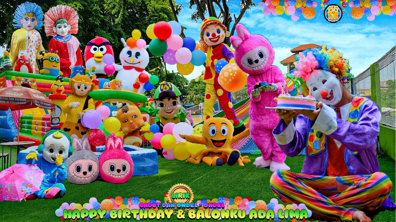 BADUT ULANG TAHUN🔴LAGU HAPPY BIRTHDAY & BALONKU ADA LIMA VERSI ONDEL JOGET BADUT LUCU LABUBU JOGET