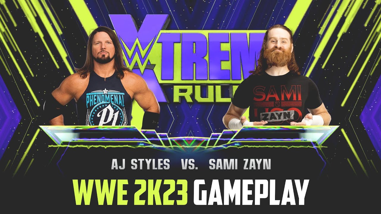WWE 2K23 | Aj styles Vs Sami zayn - wwe xtreme rules event - YouTube