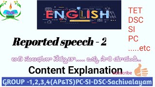 englishgrammar Reportedspeech Dsc SI apgramawardsachivalayam