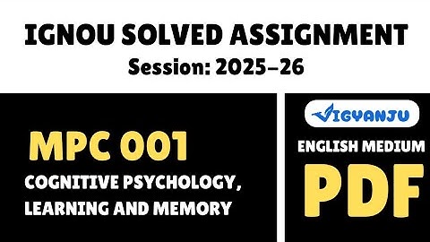IGNOU MPC 001 Solved Assignment 2025-26 English Medium | IGNOU MAPC Solved Assignment 2025-26