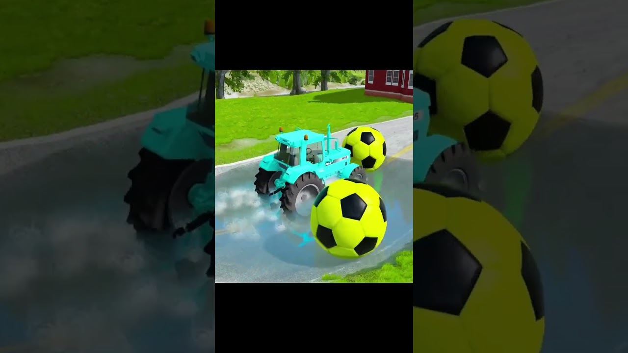 TRANSPORTING PIXAR CARS & FRUITS WITH COLORED & JOHN DEERE vs CLAAS vs TRACTORS - BeamNG.drive 