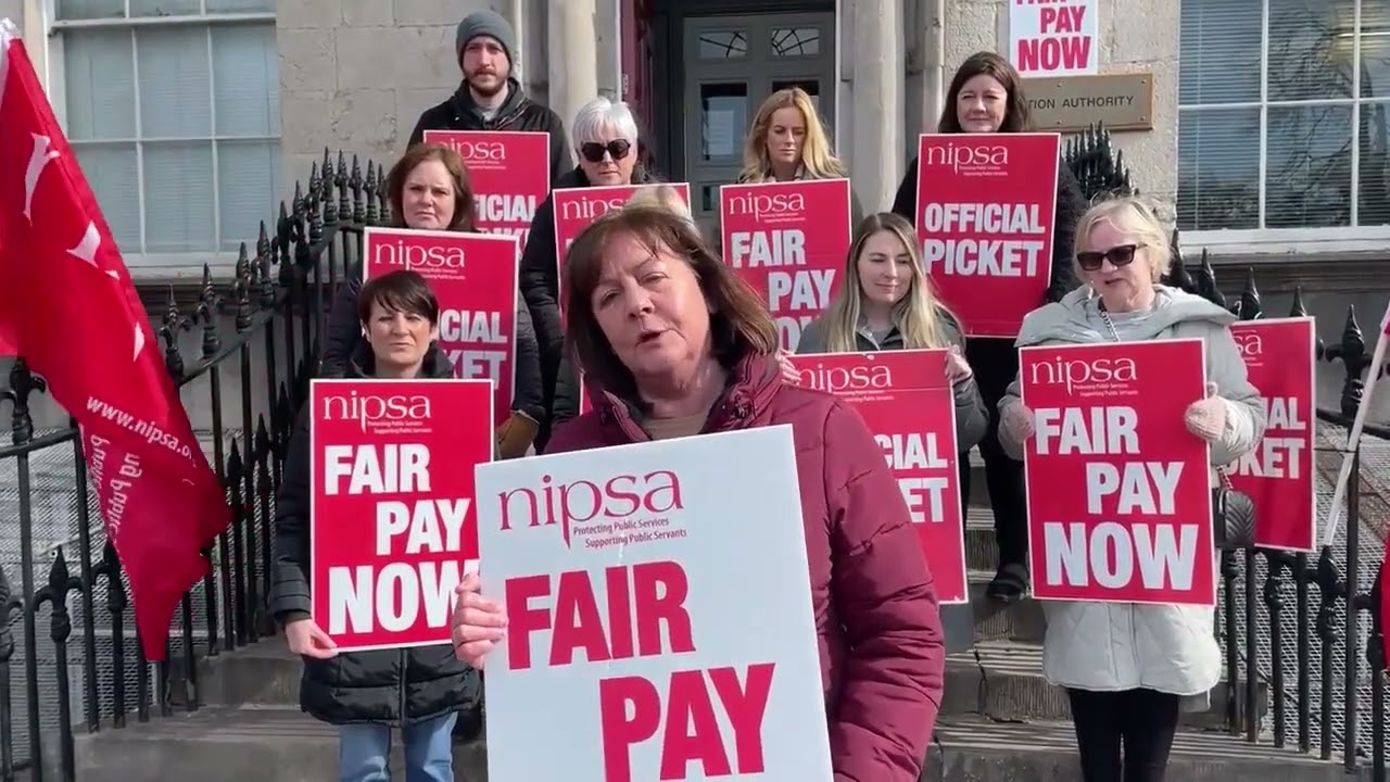 Carmel Gates, NIPSA General Secretary on the EWO picket line in Armagh