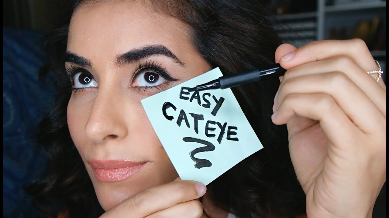 Bold Cat Eye Tutorial Using A Sticky Note EASY YouTube
