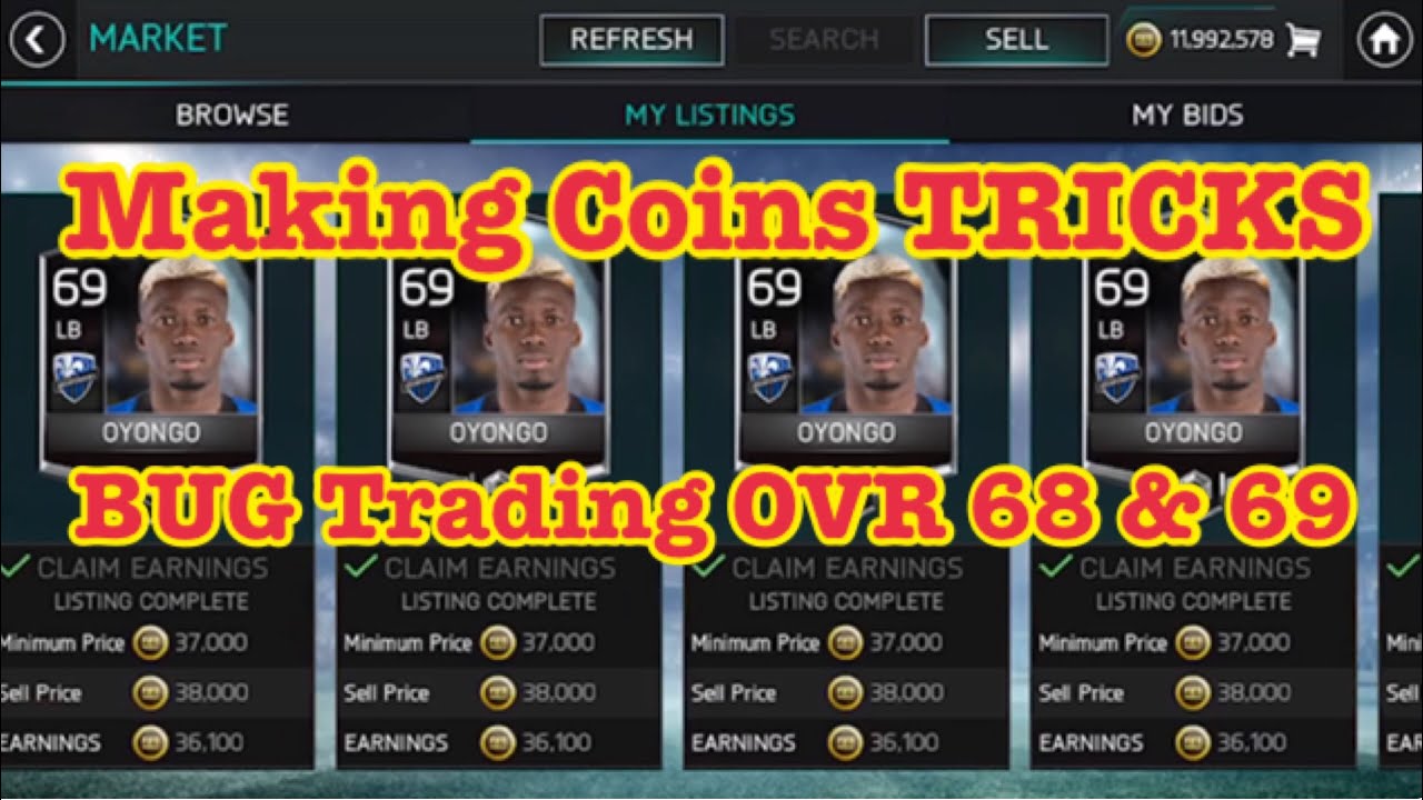 Making Coins TRICKS, BUG Trading OVR 68 & 69, fifamobile 18. How to make coins.