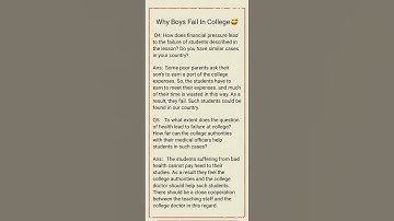 "Why Boys👦 Fail In College" easy questions answers part 2