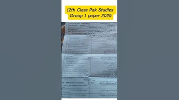 2nd year pak study group 1 paper 2025 12th class Pak study paper group 1
