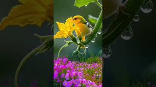 Bird Smelling Pumpkin Flower 🌼🕊️ | Nature’s Sweet Moment | Shorts