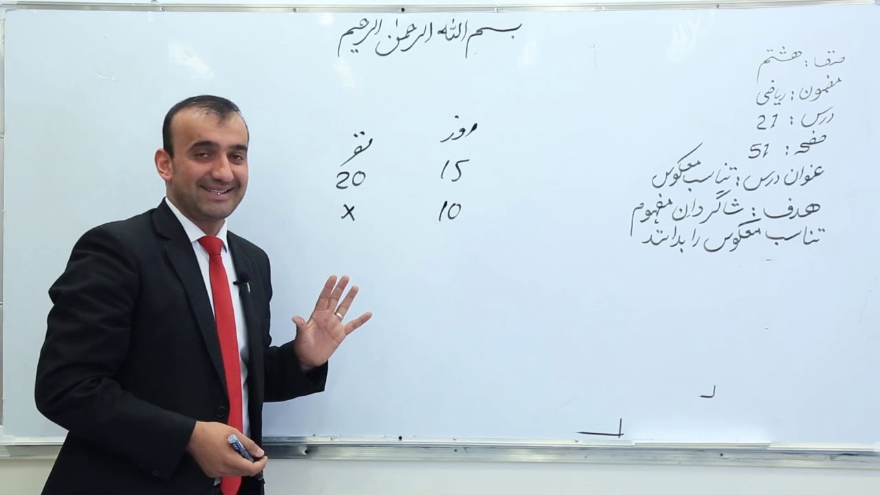 صنف هشتم   مضمون ریاضی   درس 21   عنوان درس   تناسب معکوس