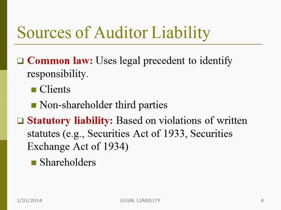 auditor due care legal liabilities of auditors