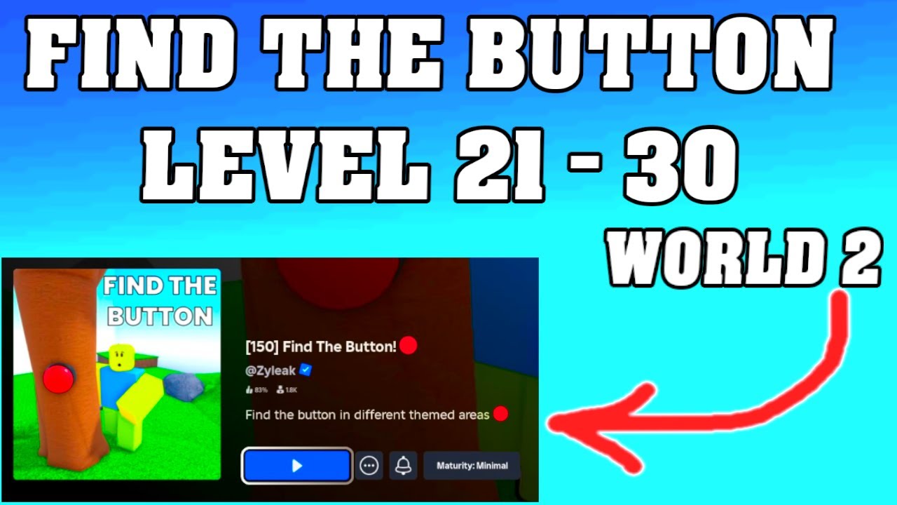 FIND THE BUTTON WORLD 2 Roblox – Levels 21-30 Walkthrough [Full Guide ...