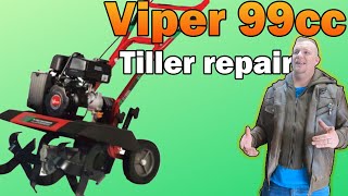How to take off and clean the carburetor on a viper 99cc tiller