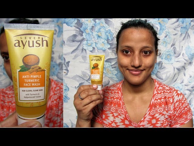 Lever Ayush Anti Pimple Turmeric Face Wash Demo and Review