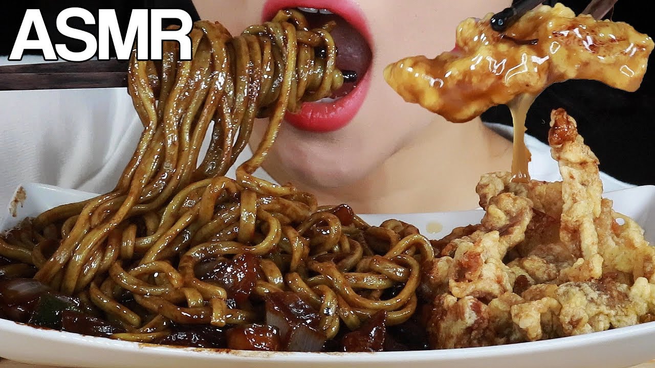 ASMR BLACK BEAN NOODLES SWEET&SOUR PORK EATING SOUNDS MUKBANG