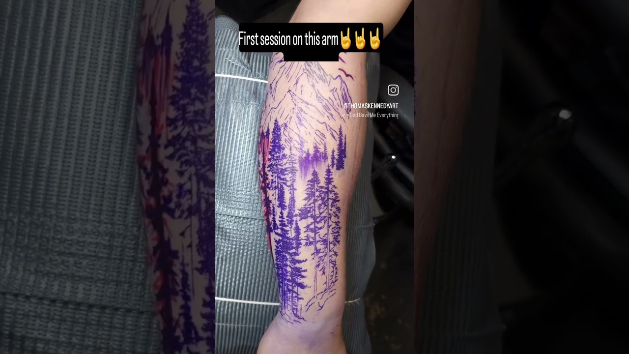 Mountain Landscape Tattoo 🌲✨ Breathtaking Nature Tattoo  
