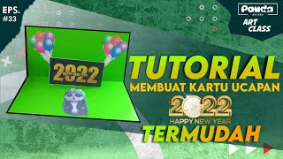Cara membuat kartu ucapan DIY pop up tahun baru 2022 | Lucu banget!! - Art Class #33 screenshot 5