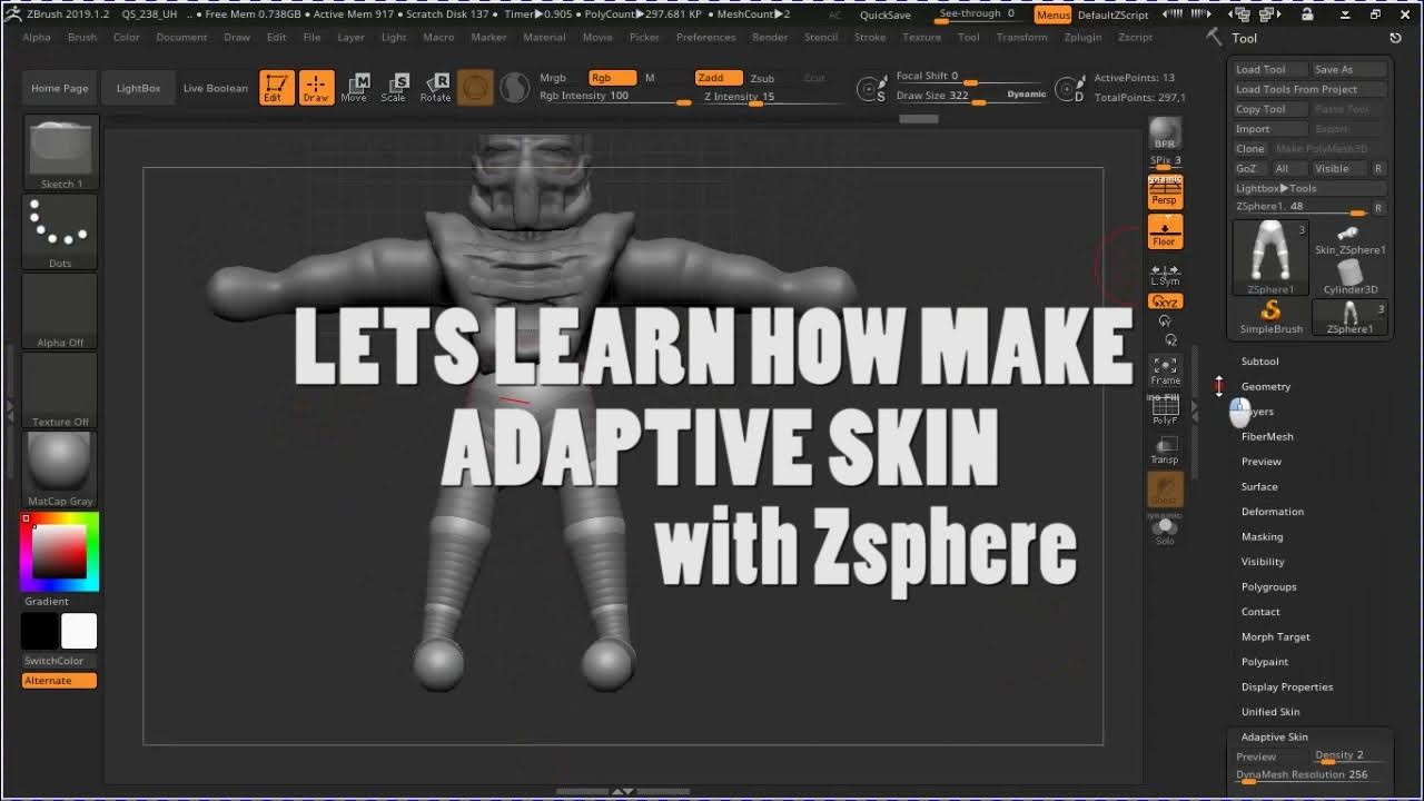 zbrush 2018 adaptive skin