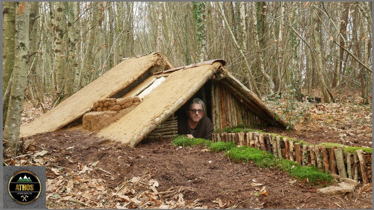 SURVIVAL EARTH LODGE HOUSE - Bushcraft a pit warm house The best