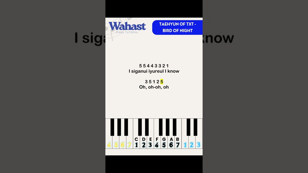 TAEHYUN of TXT - Bird of Night Not Angka Pianika Piano Tutorial #kpop #tomorrow_x_together #fyp