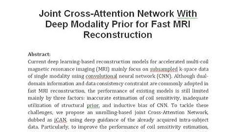 Joint Cross Attention Network With Deep Modality Prior for Fast MRI Reconstruction