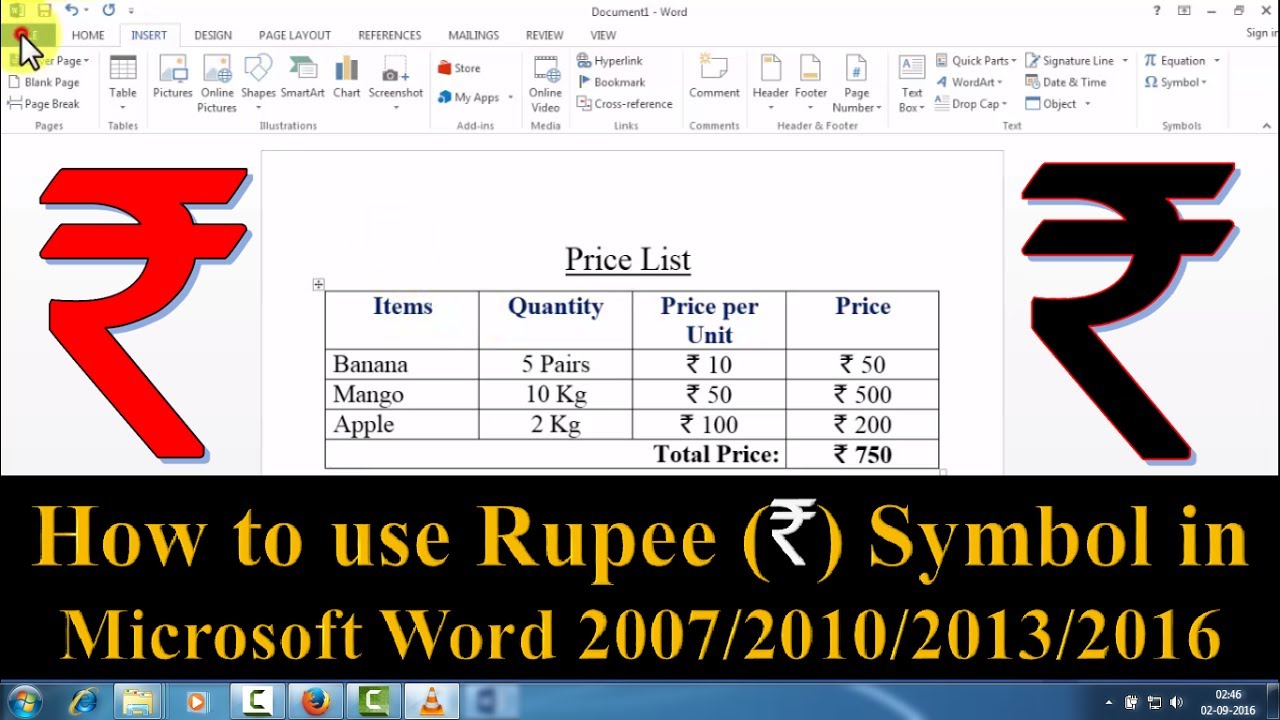 How to use Rupee Symbol in Microsoft Word 6/6/6/6 🔥🔥🔥