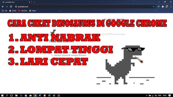 Google dino chrome game with bot activated cheats 