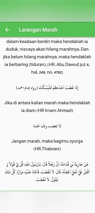 Hadits Shahih Nabi Muhammad S.A.W. || Bab Tentang Larangan Marah.
