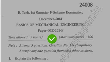 2014 Mdu BTech 1st Sem Basics of Mechanical Engineering Question Paper