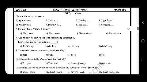 12th English Second Revision Exam Question paper 2022 | Model Question | march 2022