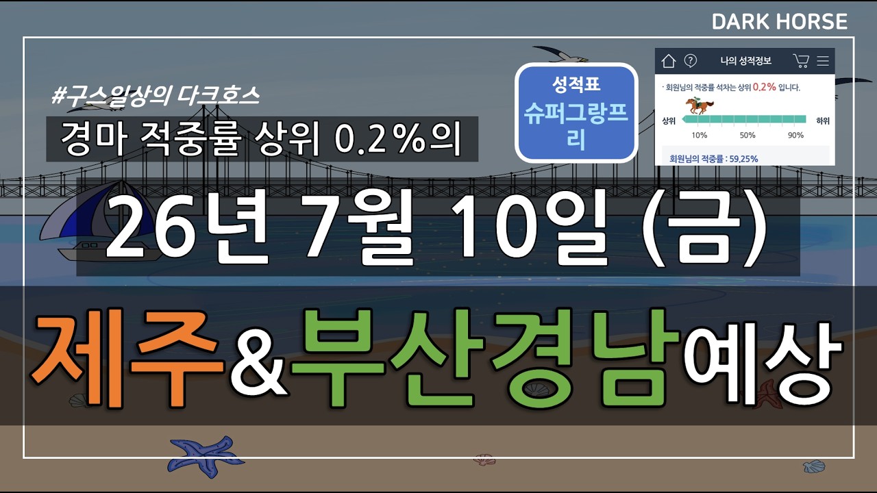 [구스일상 경마예상] 2026년 7월 10일 금요일 제주 부산경남 경마 예상