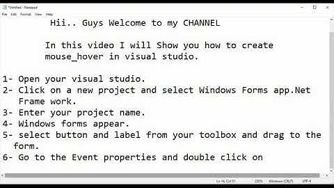 How to create mouse-hover in Visual Studio by using C#.
