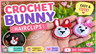 How to Make Crochet Bunny Hair Clips 🧶🐇 | Step-by-Step Beginner Tutorial #crochetbunny #diyhairclips