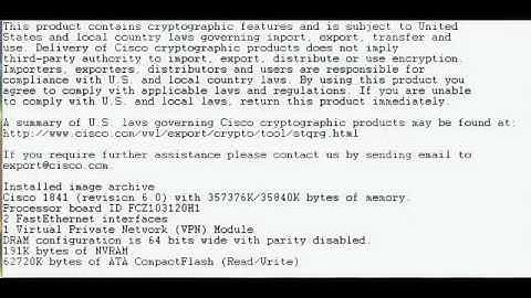 Sequenza di boot Cisco 1841 router