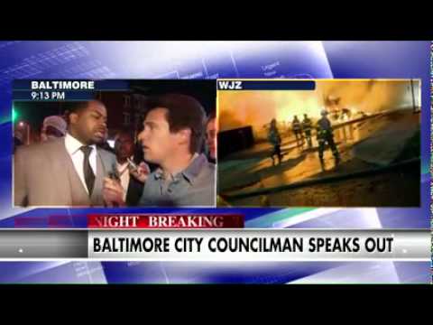 Baltimore City Councilman Nick Mosby speaks to Racist Fox News reporter