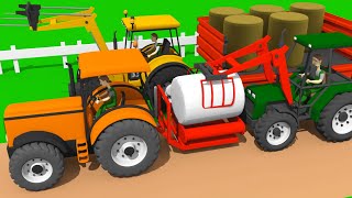 Tractors and Bale Wrapping - Agricultural Machines and Haylage in bales | Tractor for Kids Bazylland screenshot 5