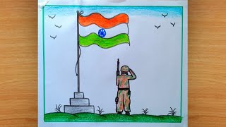 How to Draw Indian Army Saluting Flag of India || Indian Flag Drawing Easy screenshot 5