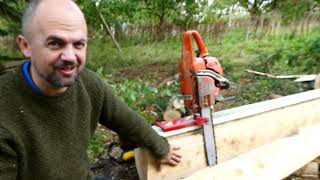 Chainsaw milling with a beam maker / beam machine