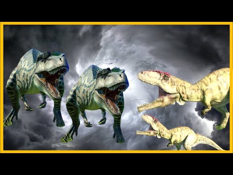 【恐竜の戦いCG】アルバータの主VS巨大な南のトカゲ　アルバートサウルスVSギガノトサウルス