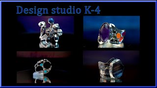 Silver rings with natural gems. Design studio K-4